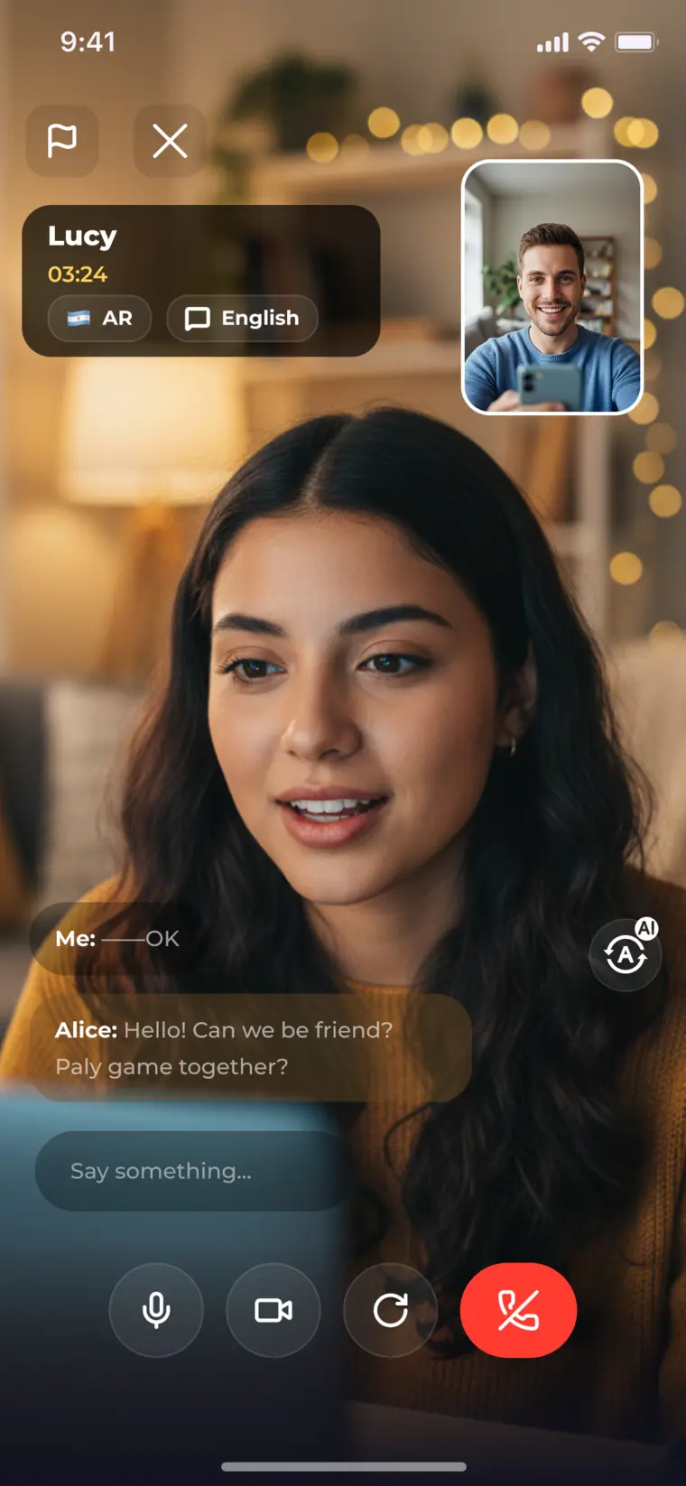OMQ translated video call